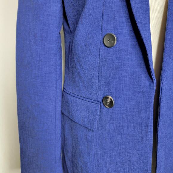 T Tahari Peak-Lapel Open-Front Blazer Jacket Symphony Blue Melange NWT Size 2 - Picture 7 of 12